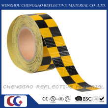 Fita de advertência de segurança refletivo PVC amarelo e preto Chequer (C3500-G)